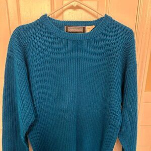 Christopher Barnes Teal Blue Textured Knit Sweater